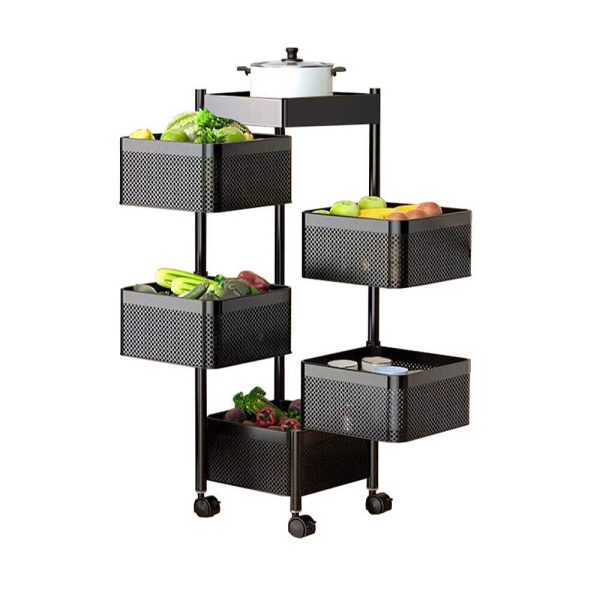 Removable Kitchen Trolley Cart | Vegetable Storage Organiser Holder | Rotating Rack Supply