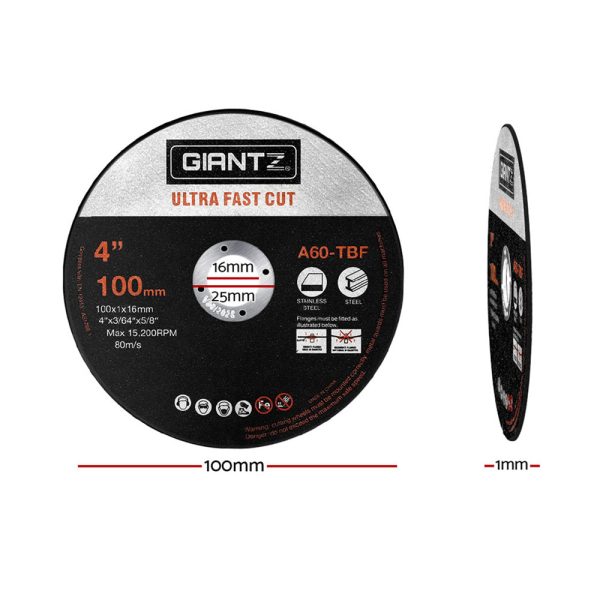 Giantz 25-Piece Cutting Discs 4  100mm,Giantz 25pcs 4  Cutting Discs 100mm Angle Grinder Thin Cut Off Wheel for Metal Online now