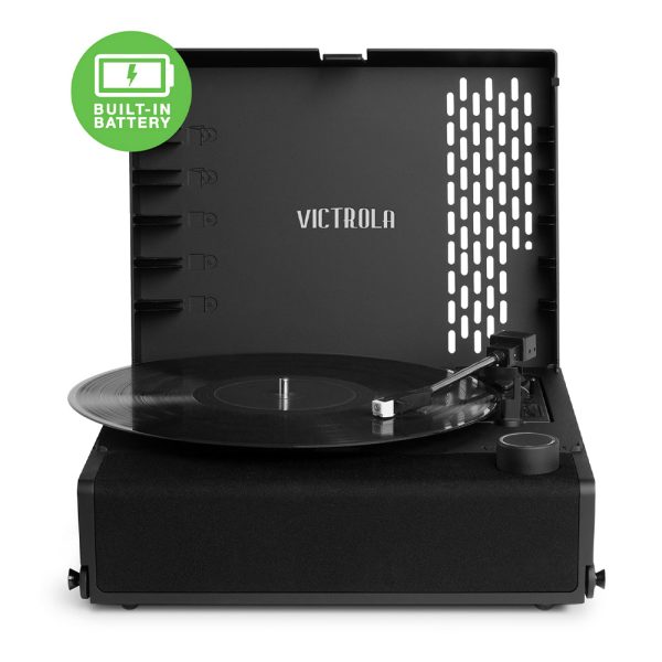 Victrola Revolution Go Turntable | Black | Bundled Record Storage Crate Online Sale