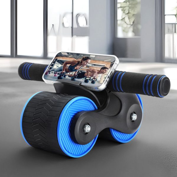 Everfit Ab Roller Automatic Rebound Abdominal Wheel Home Gym Workout Blue Online Sale