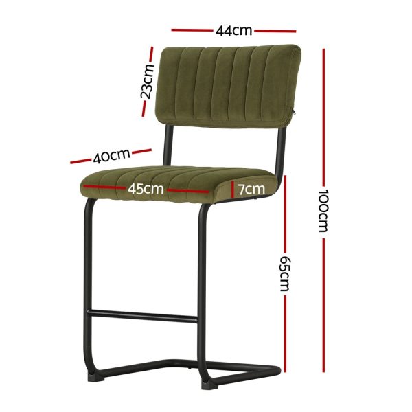 Artiss 2x Bar Stools Velvet Chairs Green Online Sale