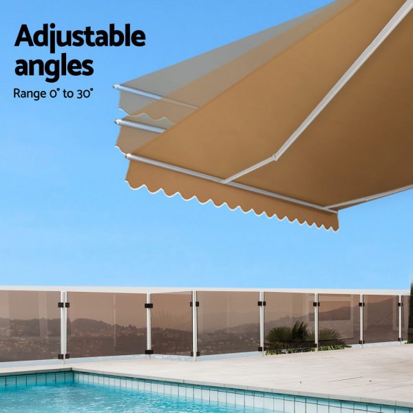 Instahut Retractable Folding Arm Awning Manual Sunshade 2.5Mx2M Beige Online now