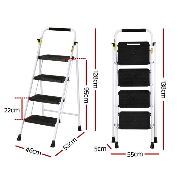 Giantz 4 Step Ladder Multi-Purpose Folding Steel Light Weight Platform Online