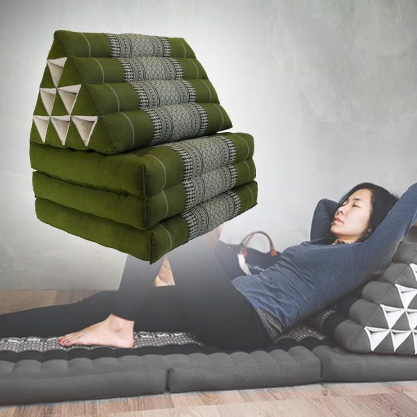 Large Thai Triangle Pillow THREE FOLDS Green For Cheap