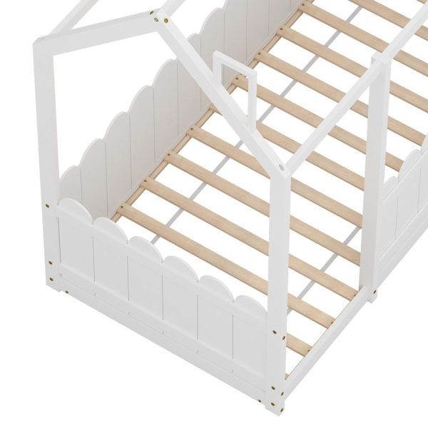 Artiss Bed Frame Wooden Kids House Single Frame White KORI on Sale