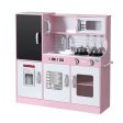 Keezi Kids Wooden Pretend Kitchen Play Set Cooking Toys Pot Ice Cup Oven Blackboard 80CM Pink Sale