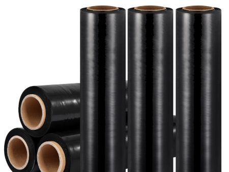 500mm x 400m Stretch Film Pallet Shrink Wrap 6 Rolls Package Use Plastic Black Hot on Sale