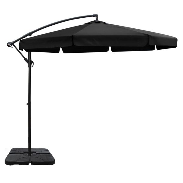 Instahut 3m Outdoor Umbrella w Base Cantilever Garden Beach Patio Black Online now