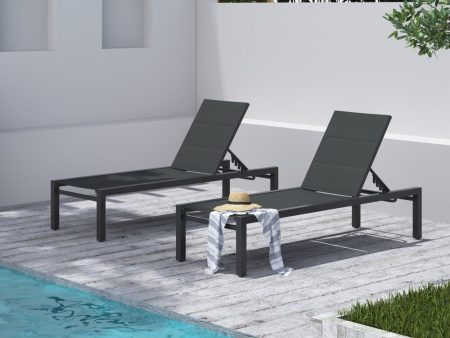 Adjustable Outdoor Sun Lounger - Aluminium in Dark Grey Discount