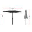 Instahut Outdoor Umbrella 2.7m Beach Pole Garden Tilt Sun Patio UV Charcoal on Sale