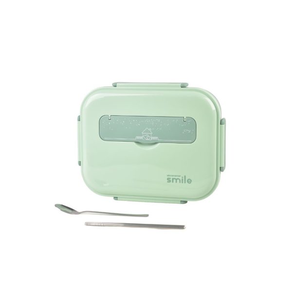 Kylin 304 Stainless Steel 5 Divided Smile Small Lunch Box With Soup Pot - Green | Small Smile Lunch Box Sale