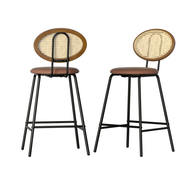 Artiss 2x Bar Stools PU Leather Stools Brown Discount