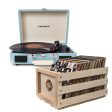 Crosley Cruiser Bluetooth Portable Turntable | Turquoise | Bundled Crosley Record Storage Crate For Discount