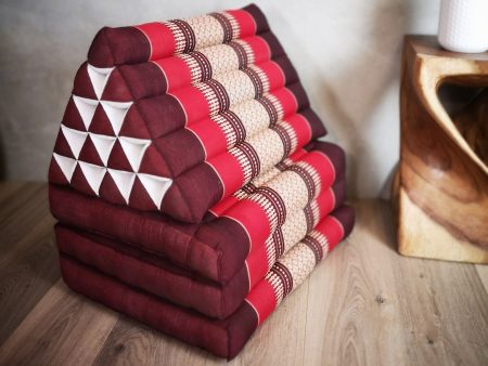 Jumbo Thai Triangle Pillow THREE FOLDS RED For Discount