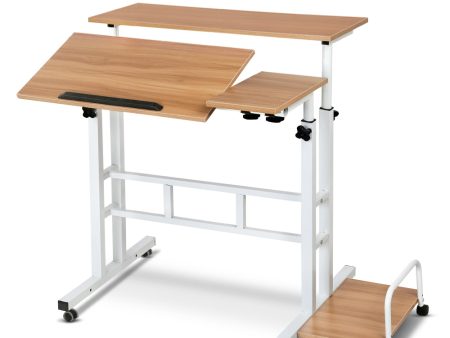 Artiss Laptop Desk Table Adjustable Light Wood 80CM Sale