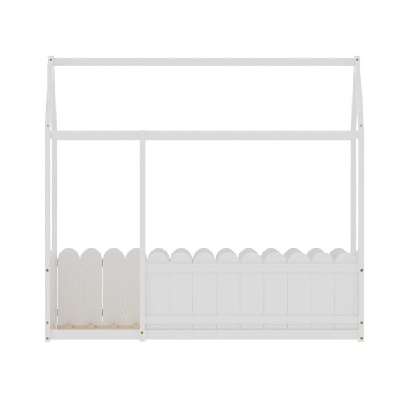 Artiss Bed Frame Wooden Kids House Single Frame White KORI on Sale