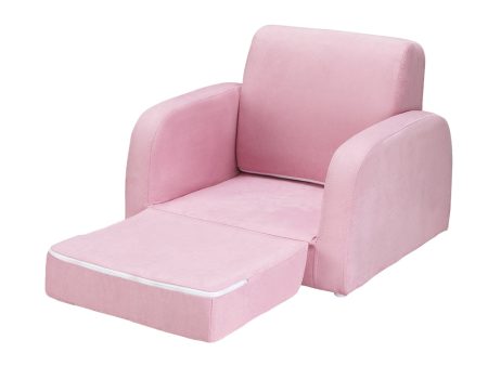 Keezi Kids Sofa 2 Seater Children Flip Open Couch Lounger Armchair Soft Pink Online Sale