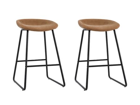 Artiss 2x Bar Stools Kitchen Dining Chairs Counter Stool PU Leather Metal Brown Cheap