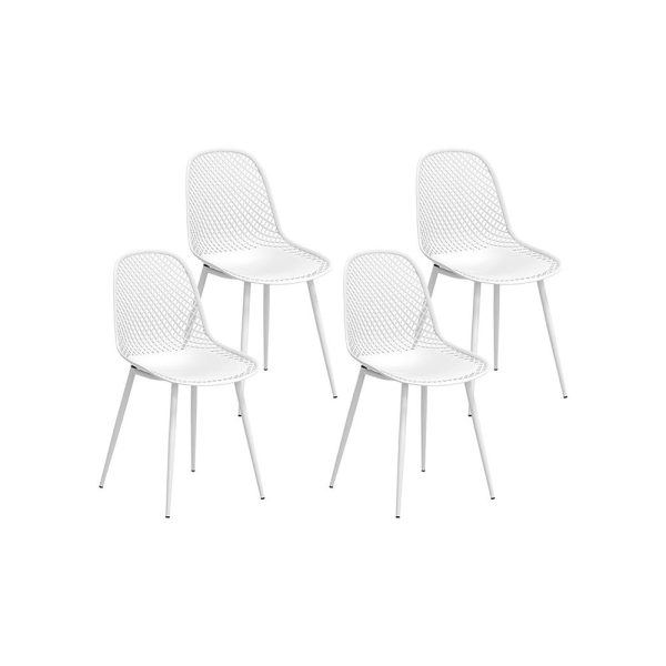 Gardeon 4PC Outdoor Dining Chairs PP Lounge Chair Patio Garden Furniture White For Sale