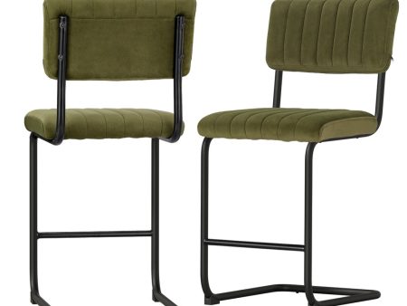 Artiss 2x Bar Stools Velvet Chairs Green Online Sale