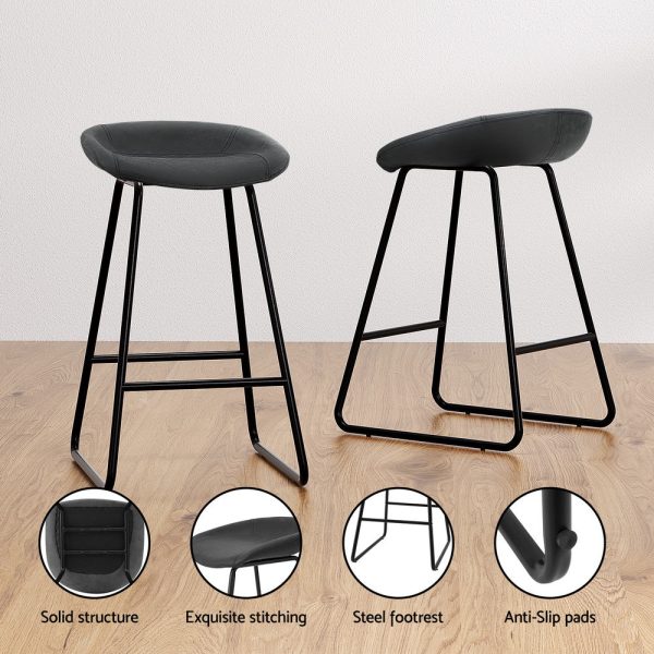 Artiss 2x Bar Stools Kitchen Dining Chairs Counter Stool PU Leather Metal Online