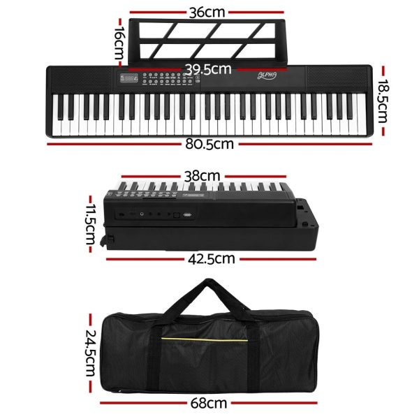 Alpha 61 Keys Foldable Electronic Piano Keyboard Digital Electric w  Carry Bag Fashion