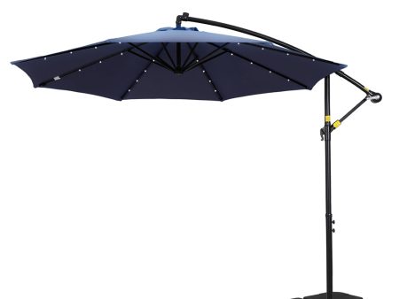 Instahut Outdoor Umbrella 3M Cantilever Beach LED w Base Garden Shade Patio Navy Hot on Sale