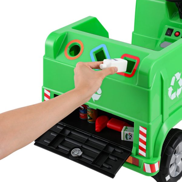 Rigo Kids Ride On Car Garbage Truck Police Light 12V Electric Toys Cars Green Cheap