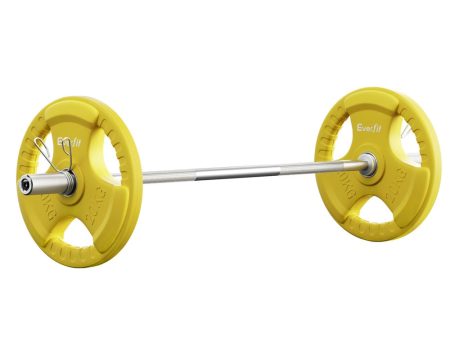 Everfit Barbells 46KG 120CM Dumbbell Barbell Plate Weight Lifting Home Gym Yellow Fashion