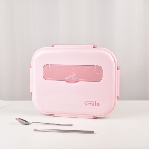 Kylin 304 Stainless Steel 5 Divided Smile Small Lunch Box With Soup Pot - Pink | Small Smile Lunch Box Cheap