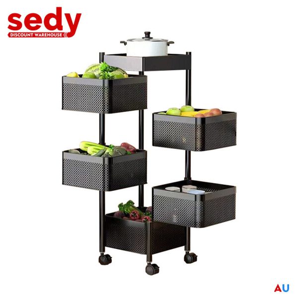 Removable Kitchen Trolley Cart | Vegetable Storage Organiser Holder | Rotating Rack Supply