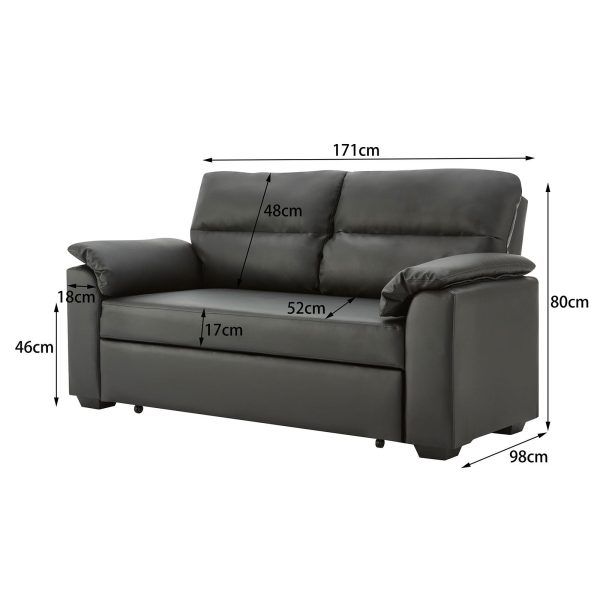 Black Faux Leather Sofa Bed Couch Lounge by Sarantino Online now