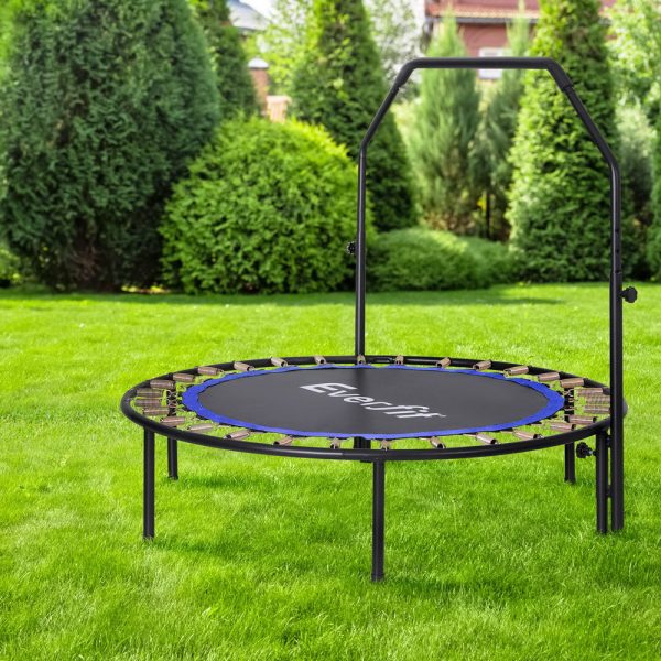 Everfit 48inch Round Fitness Trampoline Rebounder Adjustable Handrail Blue Hot on Sale