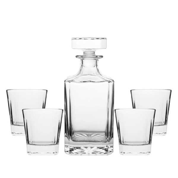 Square Whiskey Decanter Bottle Set | Novare Whiskey Glasses For Sale