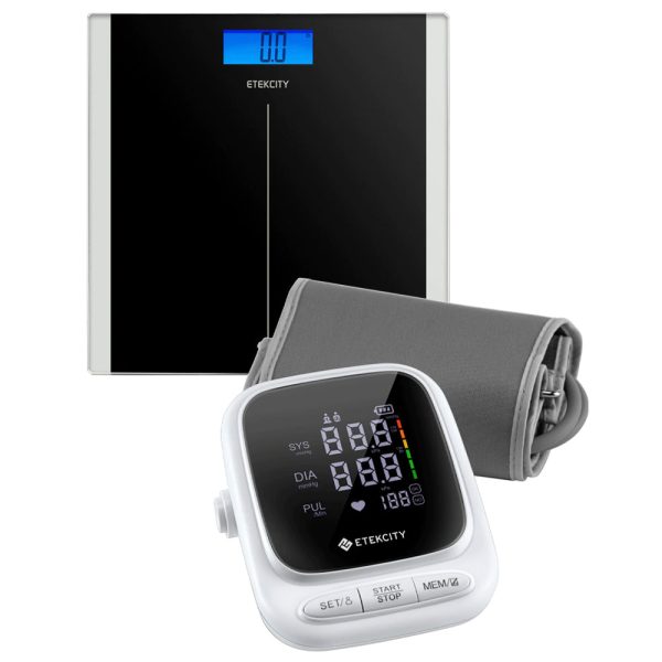 Etekcity Digital Body Weight Bathroom Scale, Black & Etekcity Smart Blood Pressure Monitor, White Bundle Online Hot Sale