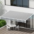 Instahut Retractable Folding Arm Awning Motorised Sunshade 4Mx3M Grey White Cheap