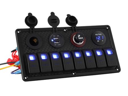 Giantz 8 Gang 12V Switch Panel For Car Boat Marine USB ON-OFF LED Rocker Toggle Cheap