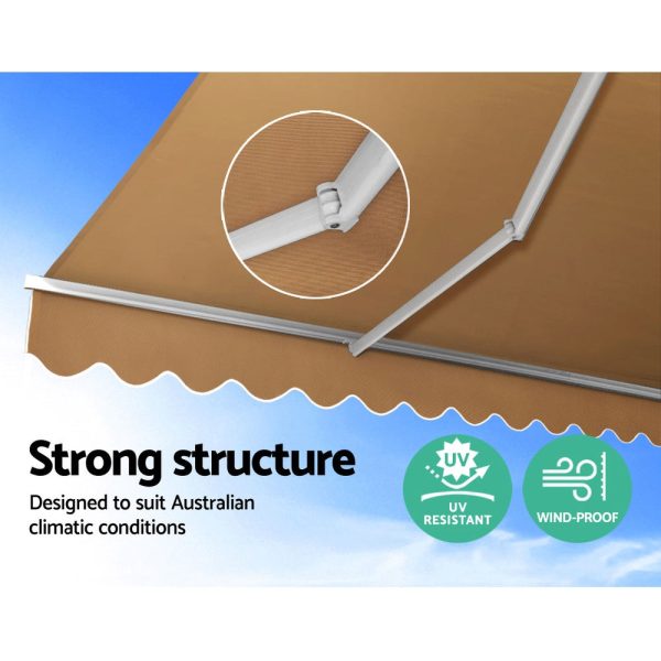 Instahut Retractable Folding Arm Awning Motorised Sunshade 4Mx2.5M Beige Online Sale