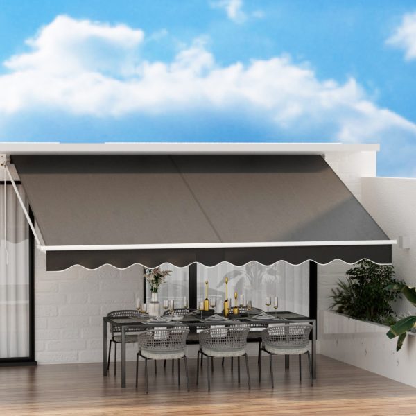 Instahut Retractable Folding Arm Awning Motorised Sunshade 4.5Mx2.5M Grey Online Sale