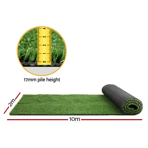 Primeturf Artificial Grass | 2mx10m | 17mm | Synthetic Fake Lawn Turf | Plastic Olive For Discount