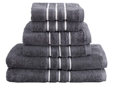 6 Pack Bath Towels Set Cotton Towel Grey Supply