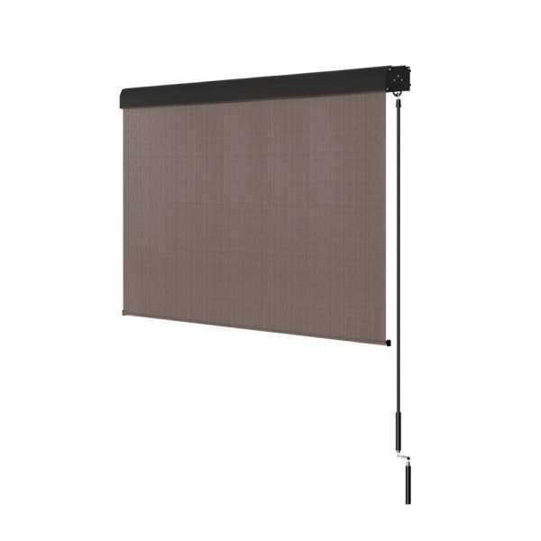 Instahut Outdoor Blinds Light Filtering Roll Down Awning Shade 3X2.5M Brown on Sale