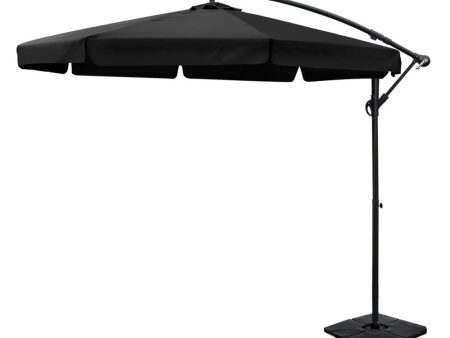 Instahut 3m Outdoor Umbrella w Base Cantilever Garden Beach Patio Black Online now