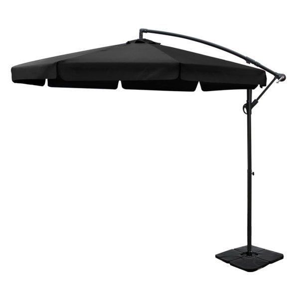 Instahut 3m Outdoor Umbrella w Base Cantilever Garden Beach Patio Black Online now