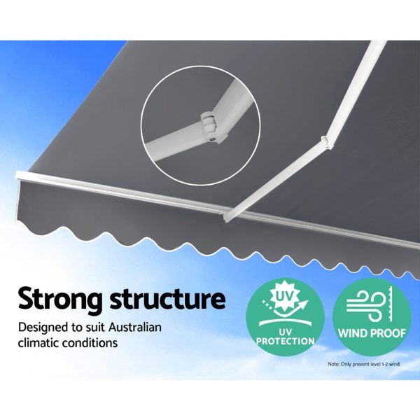 Instahut Retractable Folding Arm Awning Motorised Sunshade 4Mx3M Pearl Grey Fashion