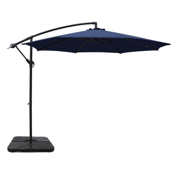 Instahut 3m Umbrella w Base Outdoor Cantilever Beach Garden Patio Parasol Navy Online