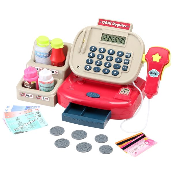 Keezi Kids Cash Register Calculator Pretend Play Shops Money Checkout Toys Set Online Hot Sale