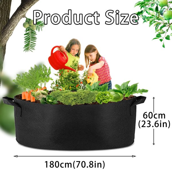 1 Pack 400 Gallon 180cm 60cm Grow Bag | Heavy Duty Thickened Plant Pots with Handles | Farming Gardening Tree on Sale