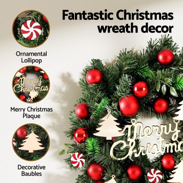 Jingle Jollys Christmas Wreath 40CM Xmas Garland Baubles Ornaments Party Decor For Cheap