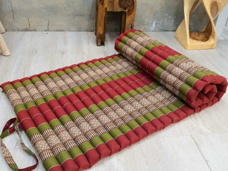 Thai Kapok Roll Up Mattress Foldout Mat Red&Green Online Sale